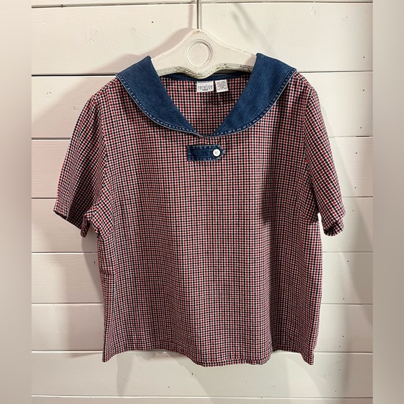 ❤️CAROLINA COLOURS Plus – Vintage Plaid Sailor Top – Size 20W - Picture 5 of 9